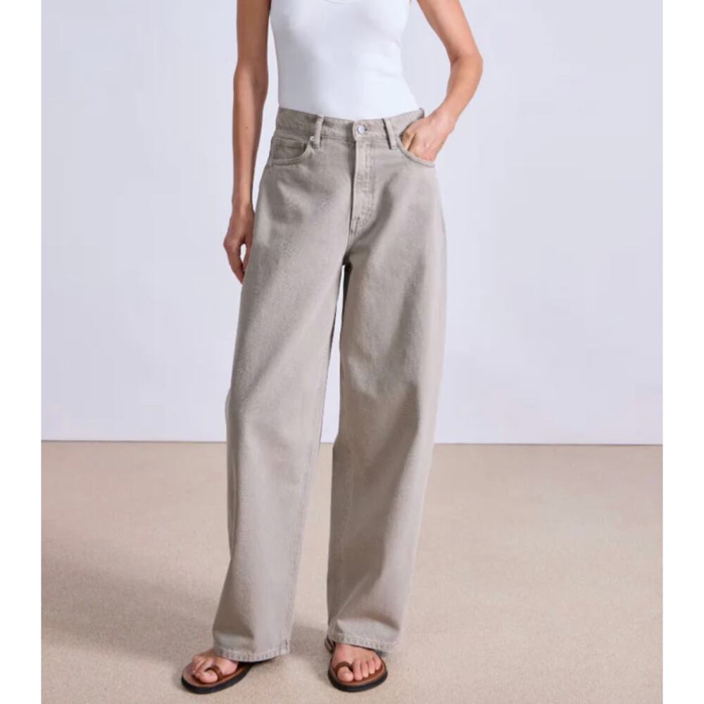 Apiece Apart Skate Wheat Taupe Denim High-rise Wide Leg Jeans, size 32